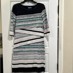 J. McLaughlin Nicola Sheath Dress Catalina Cloth Tiered 3/4 Sleeve - Medium
